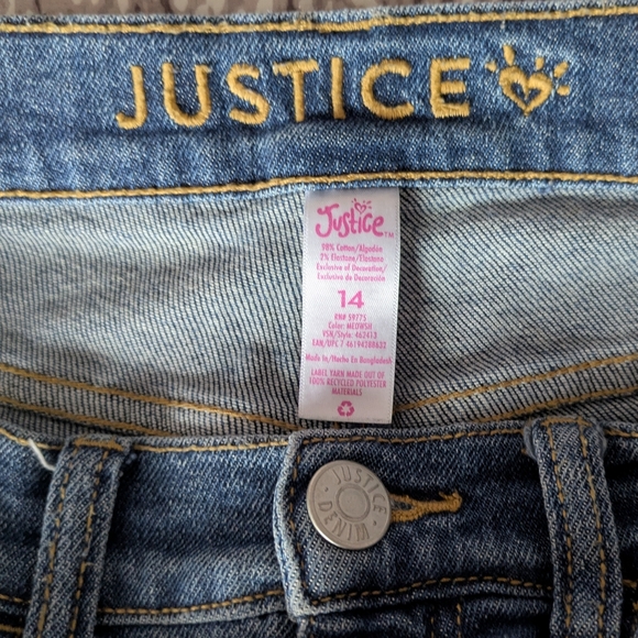 Justice Kid's Distressed Blue Jeans - Picture 3 of 5